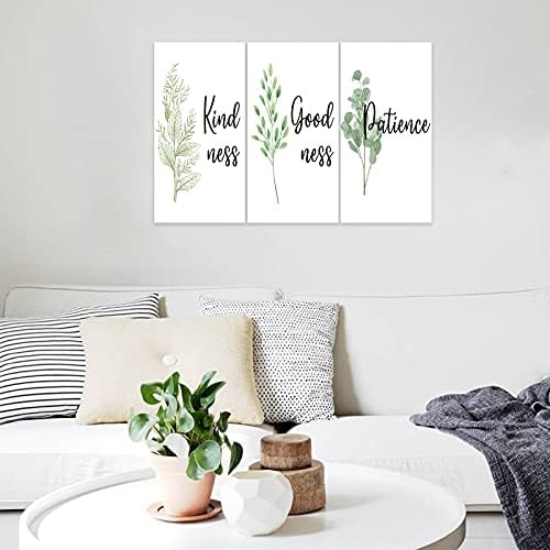 3 Piece Inspirational Wall Art, Quote "Kind Good Patience" Canvas Print - Image 2