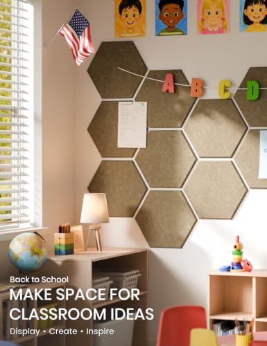 Fluxynara 12-Pack Hexagon Felt Bulletin Board Tiles, Olive Brown - Image 5