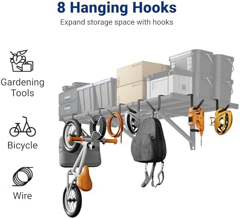 FLEXIMOUNTS 2-Pack 2x4ft Garage Wall Shelving, 8 Hooks, Heavy Duty - Image 3