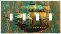 Light Switch Covers Rustic Green Wood Grain Sailboat Quad Toggle 4 Gang Wall by Lightswitchcovers