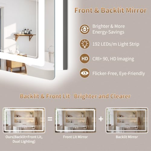 BEAUTYPEAK 36"x55" LED Bathroom Mirror - Image 2