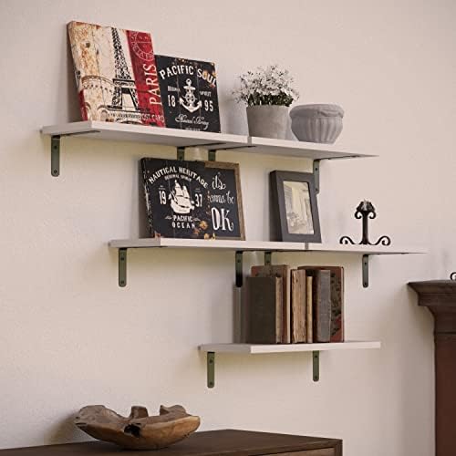 RICHER HOUSE Rustic Wood Floating Shelves Set of 5, Wall Mounted Shelf 16in - Image 4
