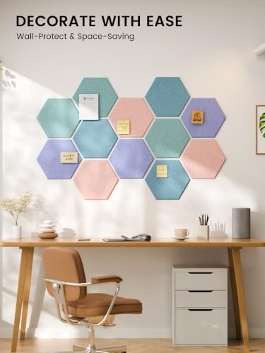 Fluxynara 12-Pack Hexagon Felt Bulletin Board Tiles, Coastal Haze-1 - Image 6