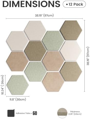 Fluxynara 12-Pack Hexagon Felt Bulletin Board Tiles, Linen Dusk-1 - Image 2