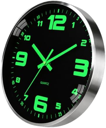 Wall clock 12-inch metal frame luminous silent time accurate by Unknown