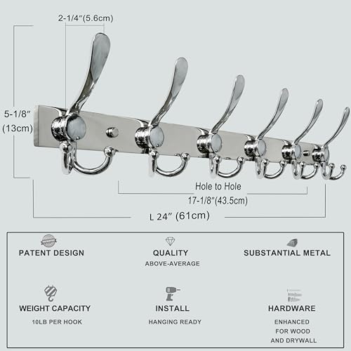 Dseap Coat Rack Wall Mount 24 Inch, Heavy Duty 12-Gauge Base vs Flimsy 1mm - Image 3