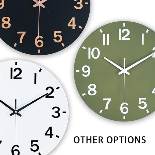 HZDHCLH Wall Clock 10 Inch Silent Non Ticking Wood Battery Operated Green - Image 4