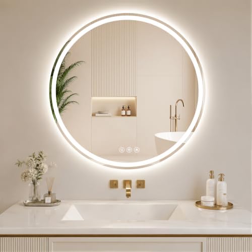 BEAUTYPEAK 30 Inch Round LED Bathroom Mirror by BEAUTYPEAK