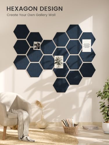 Fluxynara 12-Pack Hexagon Felt Bulletin Board Tiles, Carbon Blue-1 - Image 7