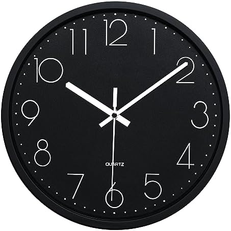 Plumeet 10'' Wall Clock, Bedroom Wall Clocks Battery Operated, Silent Quartz by Plumeet