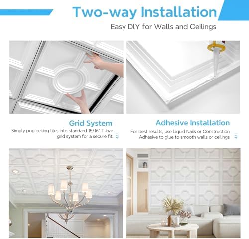 STICKGOO Drop Ceiling Tiles 24 x 24in, Waterproof, Premium PVC Ceiling Panels - Image 5