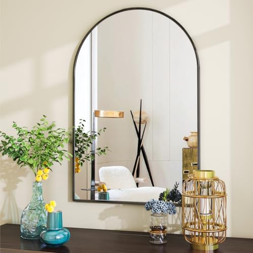 VooBang Arched Wall Mirror, 24 x 36 inch Arch Bathroom Mirror Black - Image 5