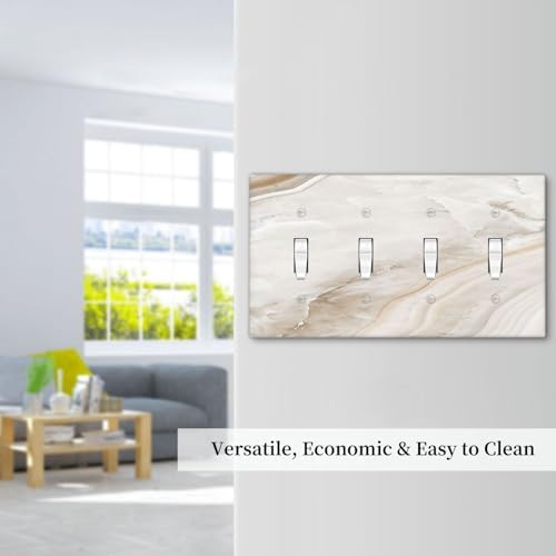 Light Switch Covers Beige Marble Pattern Quad Toggle 4 Gang Wall Plate - Image 7