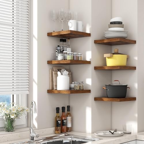 8"x8" Square Floating Shelves for Wall, Rustic Brown Finish - Image 2