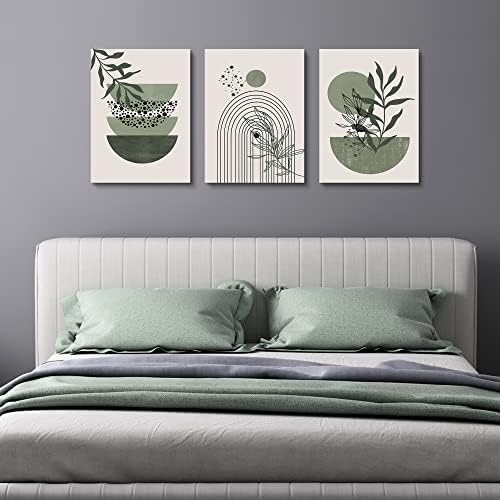 Sage Green Wall Posters & Prints, Minimalist Framed Wall Art Geometric Line - Image 3