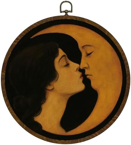 KLYTINK Romantic Moon and Young Girl Round Wall Art, Vintage-Inspired Celestial by KLYTINK
