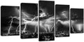 Biuteawal - Black and White City Wall Art Nature Lightning Strikes in The by Biuteawal