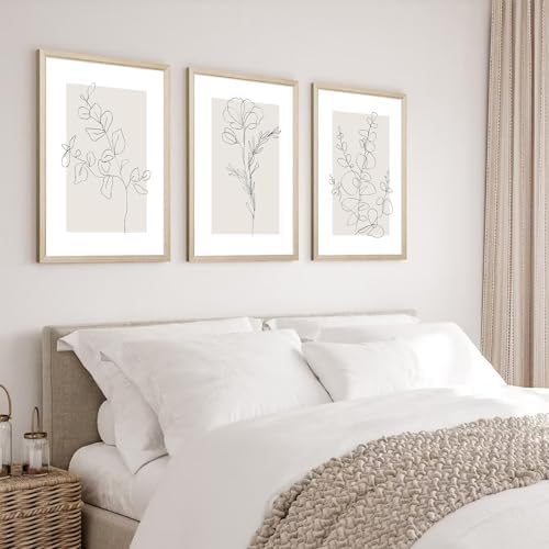 Neutral Botanical Prints Wall Art Flower Minimalist Canvas Wall Decor Vintage - Image 5