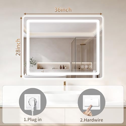BEAUTYPEAK 28"x36" LED Bathroom Mirror - Image 3