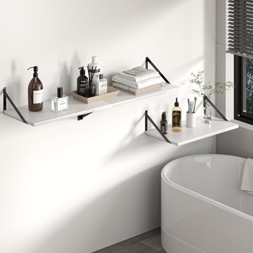 Heimlove 28W x 12D Deep Floating Shelves Set of 2 White - Image 7