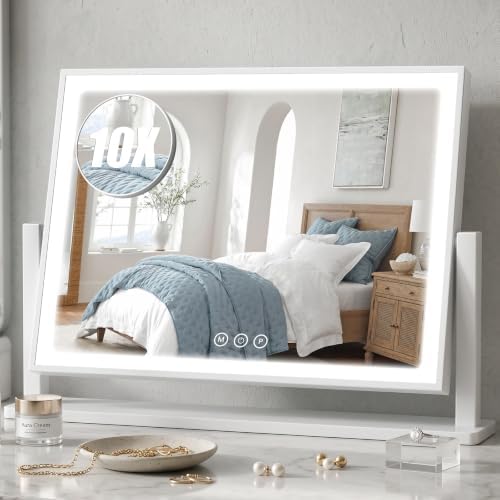 Vanity Mirror with Lights, Rounded Frame, 10X Magnification, Smart Touch with by BEAROLVE
