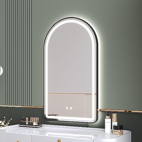 Arched Bathroom Mirror 20"x28", LED Tempered Glass - Image 3