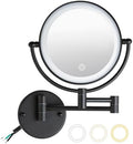 8" Wall Mounted Lighted Makeup Vanity Mirror, 10X Magnifying, Matte Black by LEDOOLE