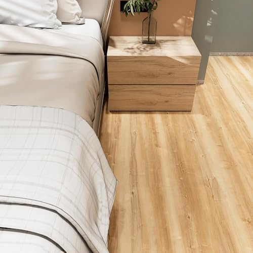 Wood Grain Peel and Stick Floor Tiles, 11.8" W × 118" L, Natural Oak - Image 4