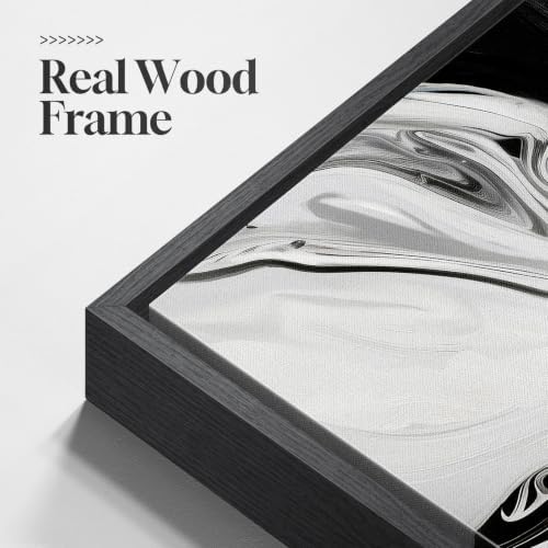 Large Framed Black and White Modern Abstract Wall Art Set of 3, 24x36 In - Image 5