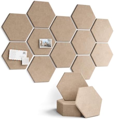 Fluxynara 12-Pack Hexagon Felt Bulletin Board Tiles by FLUXYNARA