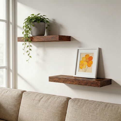 16 in Floating Shelves for Wall Decor Color Brown, Pack 2 - Image 2