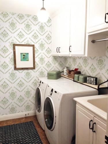 Ismoon Boho Floral Peel and Stick Wallpaper Sage Green - Image 4