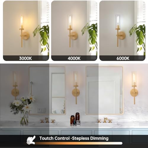 Shenmoyl Battery Operated Wall Sconces Set of 2, Beech Color Rechargeable Wall - Image 3