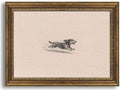 Gold Framed 3D Textured Wall Art, Vintage Sketch Running Dog Canvas Prints by Jesicatmin