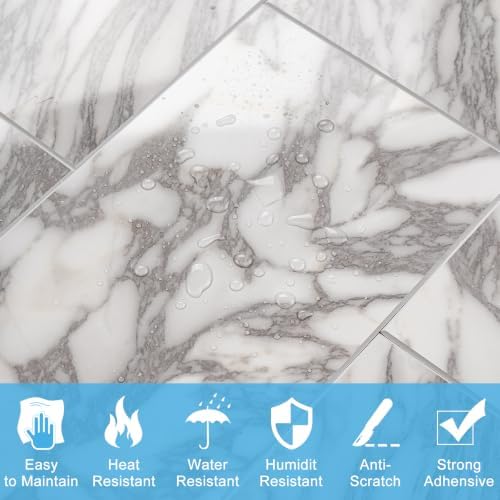 20-Piece Calacatta White Marble Peel and Stick Backsplash Wall Tiles, Laundry - Image 5