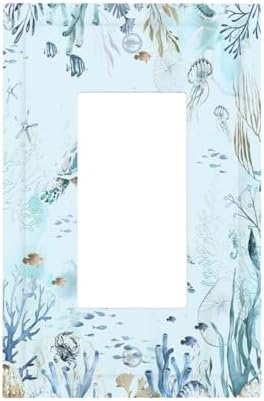 Decorative Outlet Covers Teal Blue Ocean Sea Turtle Seabed Plants 1 Gang Single by Lightswitchcovers