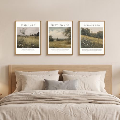 LHIUEM Bible Christian Scripture Framed Canvas Wall Art Set, Jesus Religious - Image 5