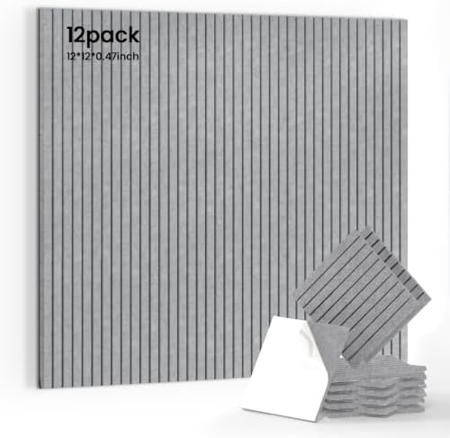 12 Pack Self-Adhesive Acoustic Wall Panels, 12 Inch-Moon Grey by 100PolyesterAcousticPanel