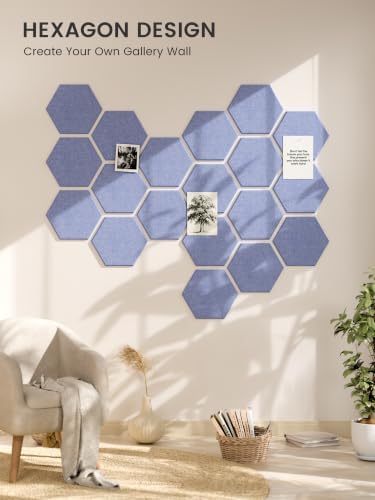 Fluxynara 12-Pack Hexagon Felt Bulletin Board Tiles, Soft Periwinkle - Image 7