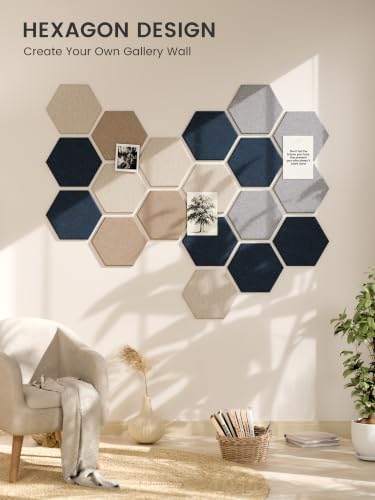 Fluxynara 12-Pack Hexagon Felt Bulletin Board Tiles, Nordic Slate-1 - Image 7