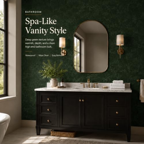 Abyssaly Dark Green Peel and Stick Wallpaper 23.6" x 118" Modern Textured - Image 4
