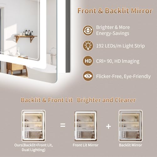 BEAUTYPEAK 20"x28" LED Bathroom Mirror - Image 2