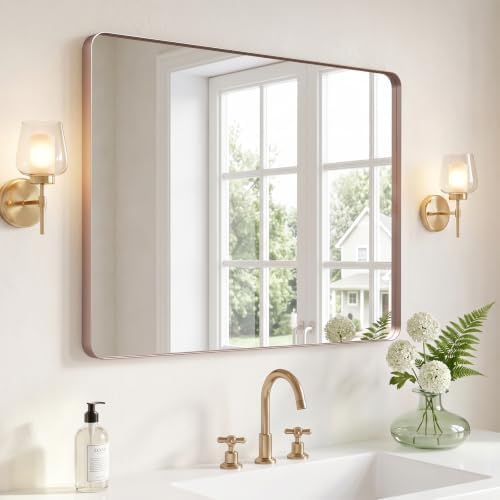 Kosmonia 40x30 Inch Bathroom Vanity Mirror Brushed Rose Gold by Kosmonia