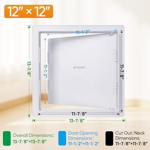 TICONN 12" x 12" Access Panel for Drywall, ABS Wall Hole Cover, Access Door - Image 2