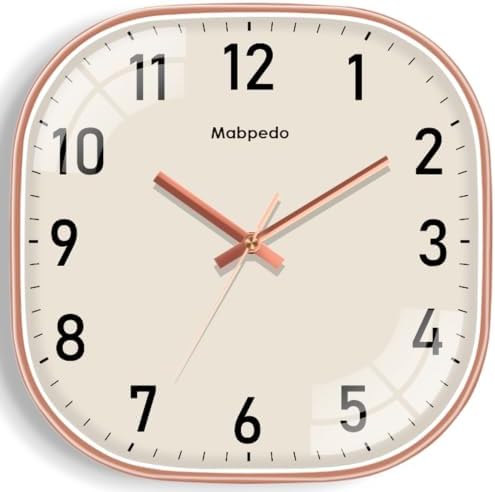 10 Inch Wall Clock, Silent Non Ticking Wall Clocks Battery Operated, Square by MABPEDO