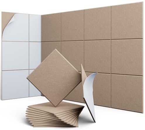 Square Acoustic Panels, 12 Pack Self-Adhesive Sound Panels by UNECHOACOUSTIC
