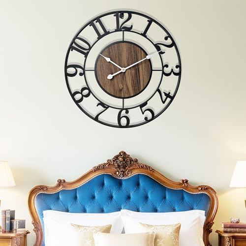 Large Metal Wall Clock, 32 Inch Retro Decorative Silent, Non Ticking, Battery - Image 7