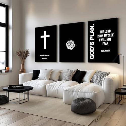 Christian Jesus Wall Art Black White God Canvas Wall Decor Religious Bible - Image 5