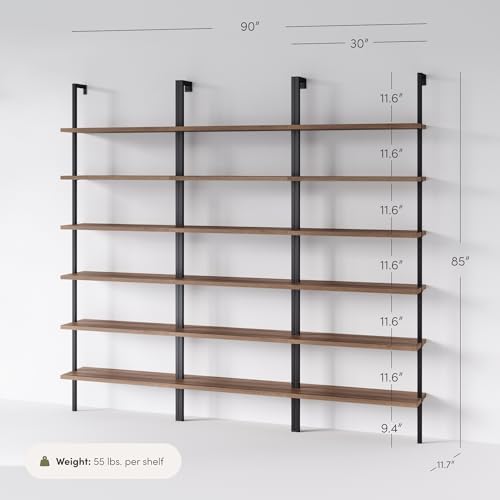 Nathan James Theo 6-Shelf Tall Bookcase, Wall Mount Bookshelf - Image 4