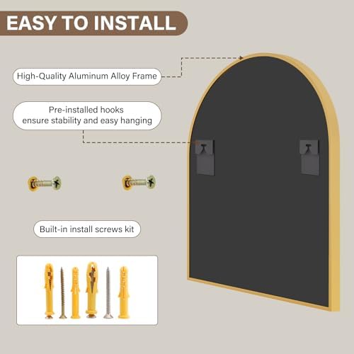 XRAMFY 31"x32" Arched Wall Mirror - Image 5